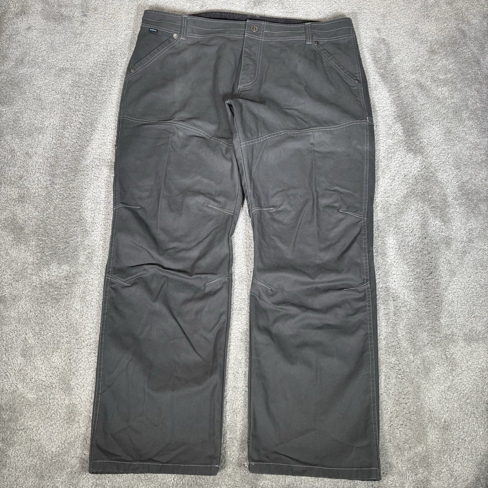 Kuhl The Lawless Pants Mens 42x32 Gray Canvas Vintage Patina Stretch Carpenter